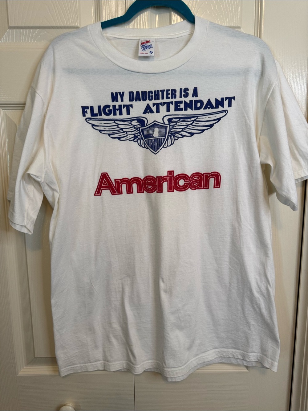 Vintage My Daughter Is A Flight Attendant American Airlines Shirt XL Wings USA